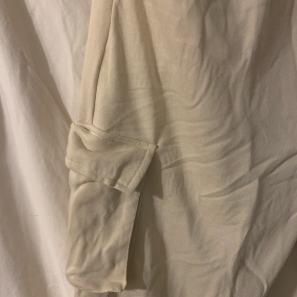 Cargo joggers in cream with drawstring elastic waist and ankles. New in bag. - Picture 6 of 9